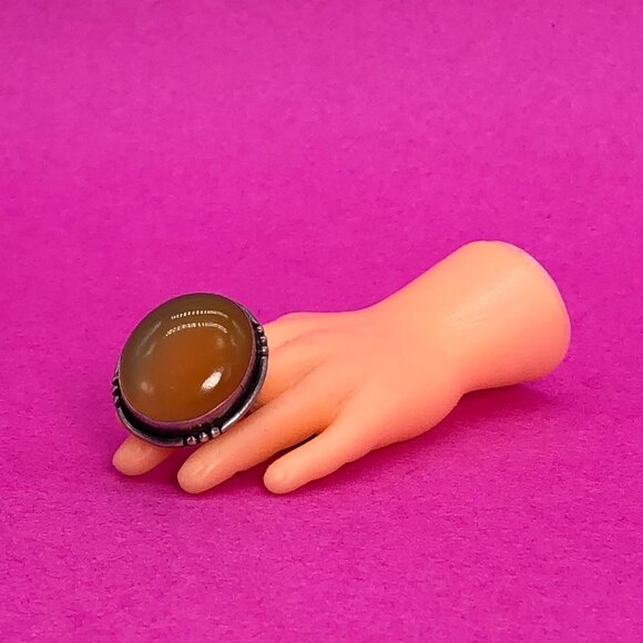 Vintage silver ring butterscotch amber stone 925 - 00G01S - Picture 1 of 4